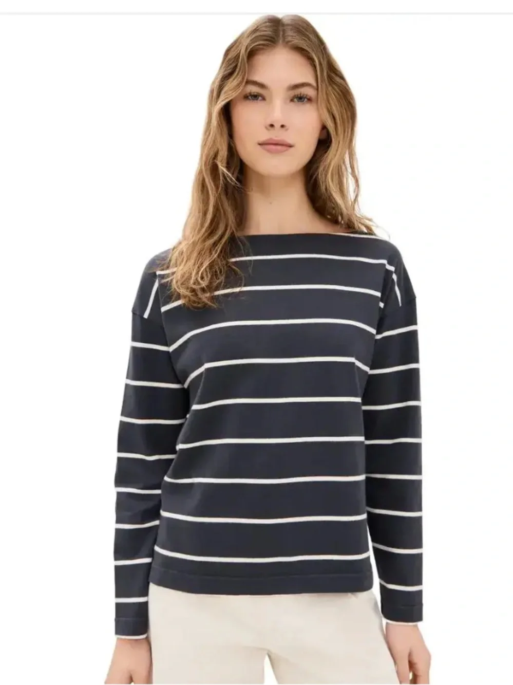 NEW🌅Faherty Sport Jersey Boatneck Top "Osprey Stripe" L $88.00 sold out online - Picture 2 of 11